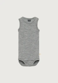 Body uten ermer i merinoull til baby