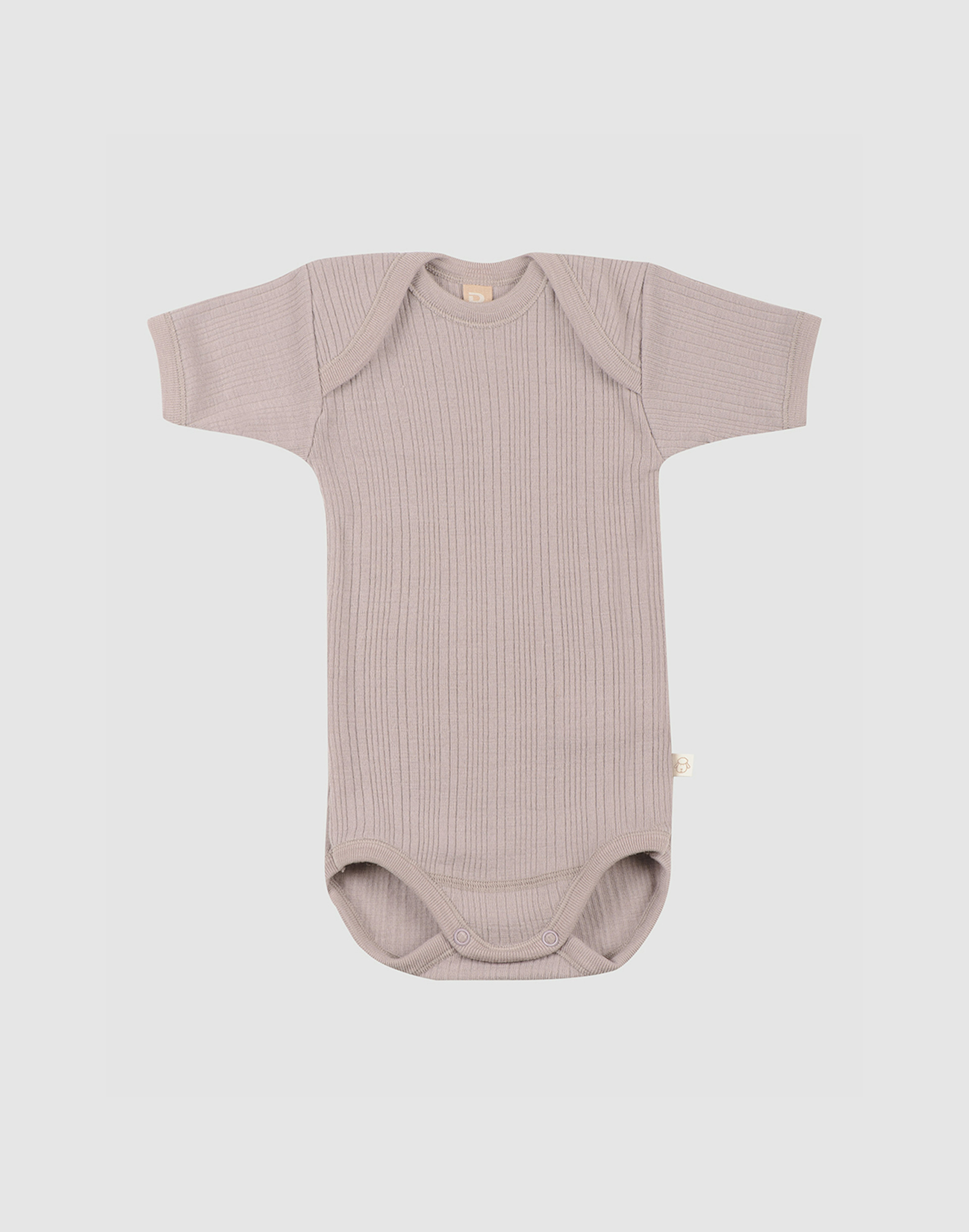 Kortärmad body i merinoull för baby Ljus lavendel
