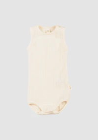Ermeløs body i merinoull til baby
