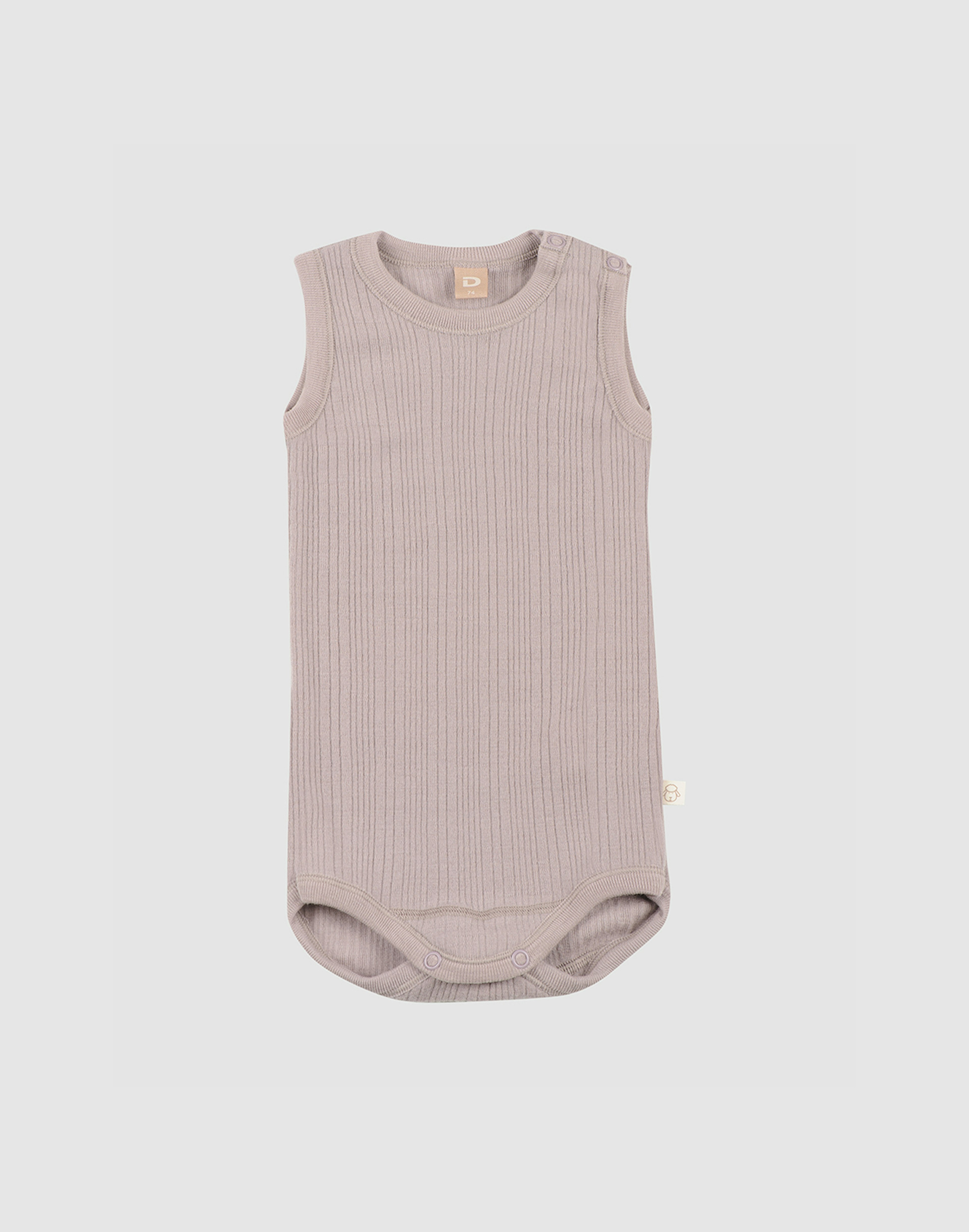 Merinould body uden ærmer til baby Lavendel