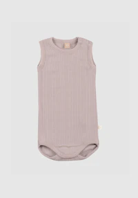 Ermeløs body i merinoull til baby