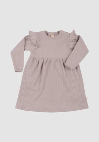 Kjole med rysjer i merinoull til baby