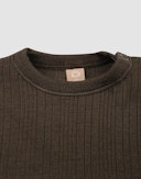 Baby ribbed wool dress with ruffles Dark chocolate brown