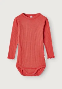 Langermet body i merinoull til baby