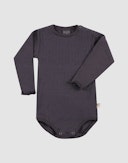 Langermet body i merinoull til baby Aubergine