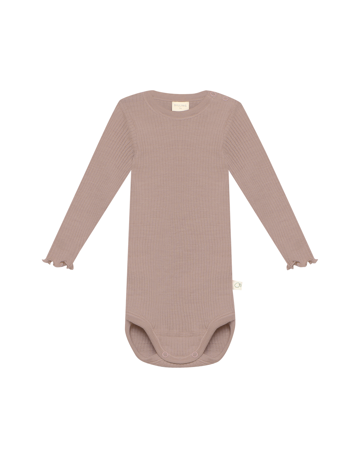 Langermet body i merinoull til baby