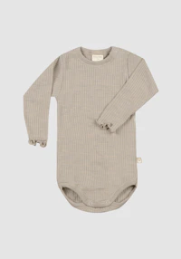 Langermet body i merinoull til baby