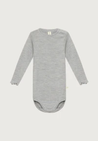 Langermet body i merinoull til baby