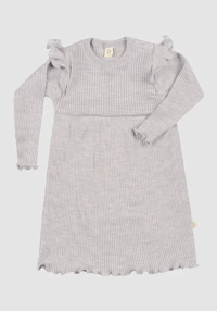 Kjole med rysjer i merinoull til baby