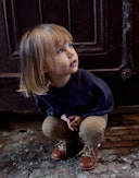 Sweatshirt i merinoullfrotté til baby Aubergine