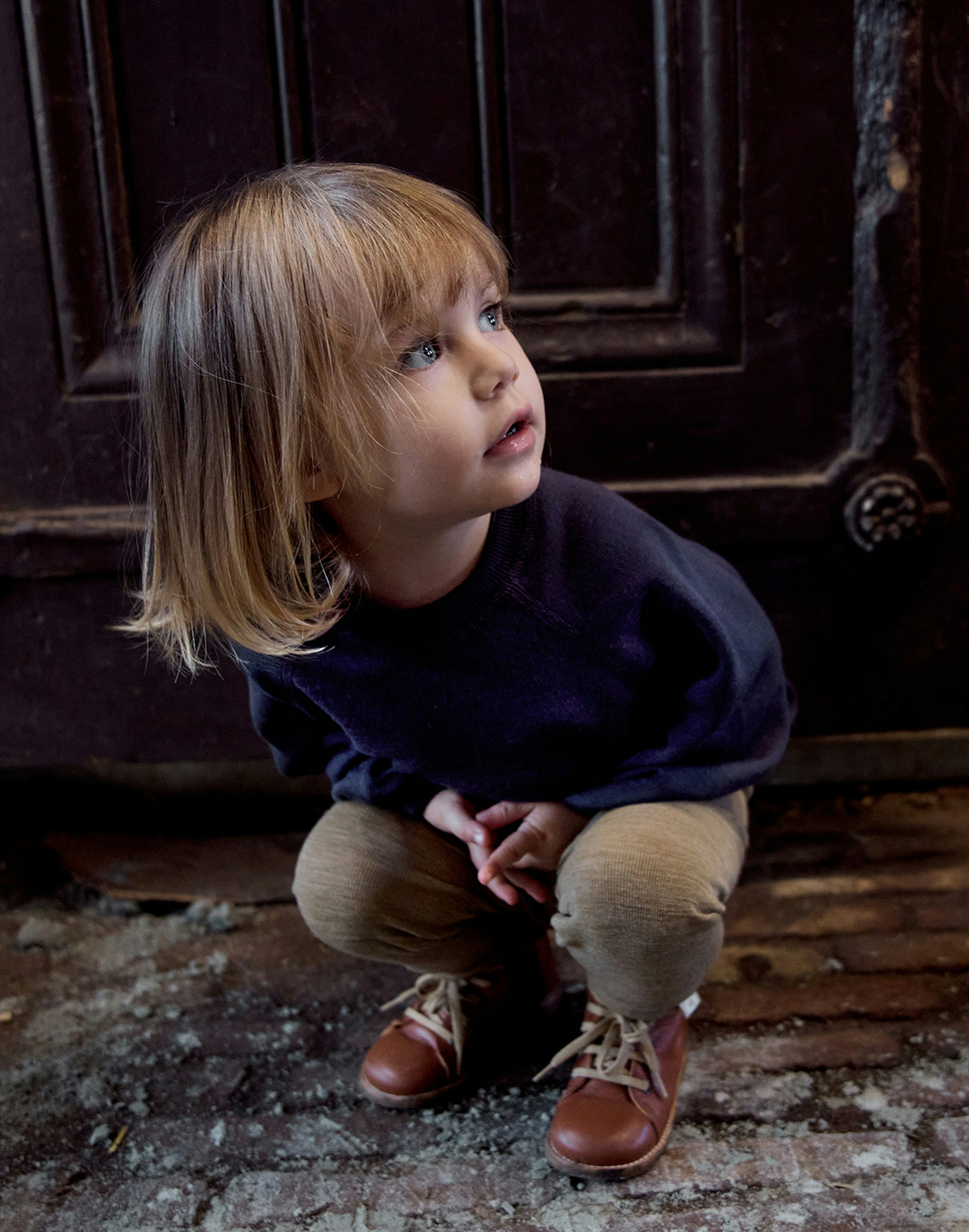 Sweatshirt i merinoullfrotté til baby Aubergine