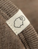 Balaklava i merinoullfrotté til baby Brunmelert