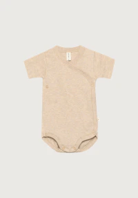 Kortermet omslagsbody i bomull til baby