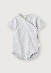 Kortermet omslagsbody i bomull til baby