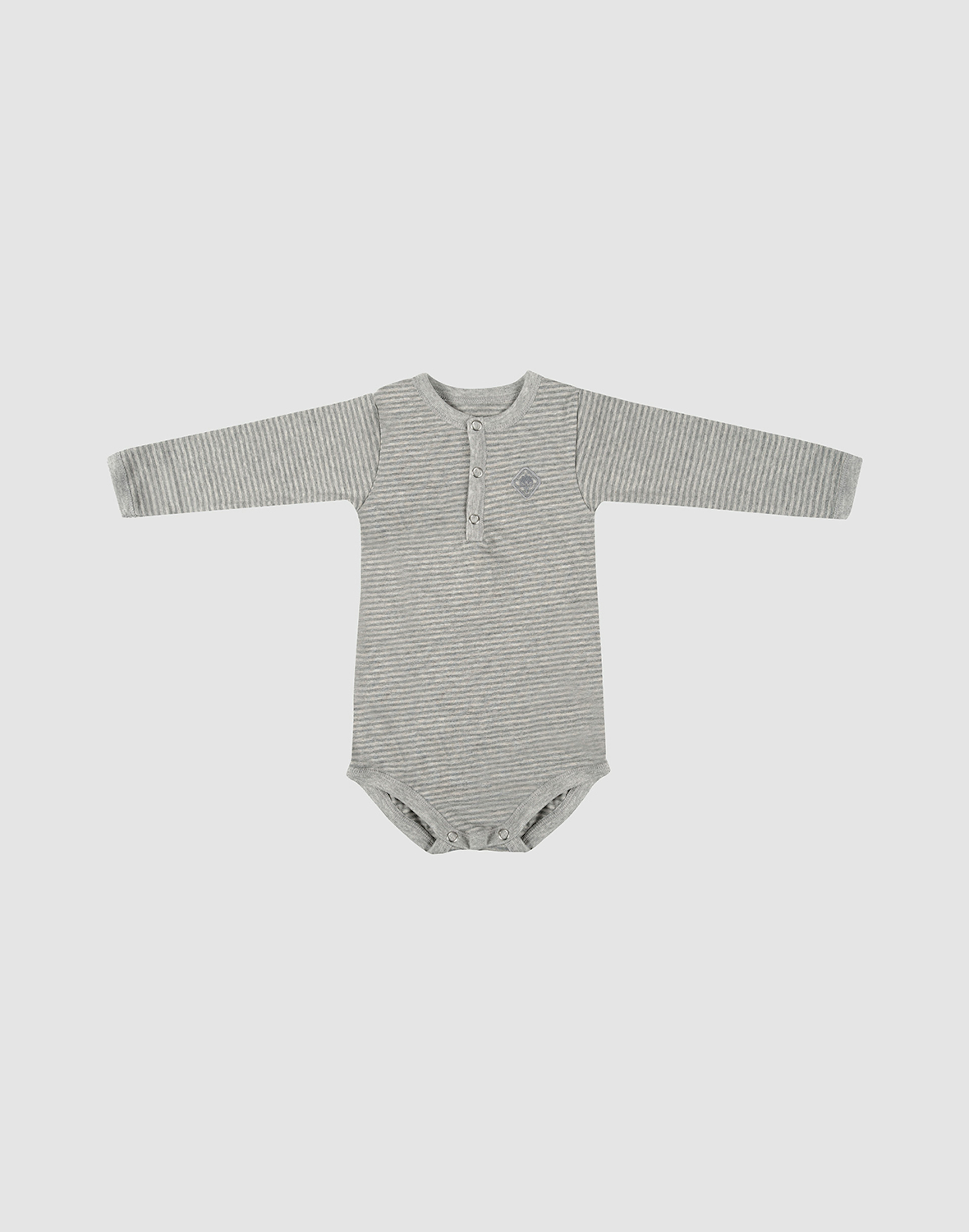 Romper met lange mouw van katoen voor baby's Grijs gestreept