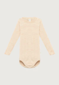 Body i merinoull med pointellemønster til baby