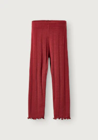 Leggings i merinoull med pointellemønster til baby
