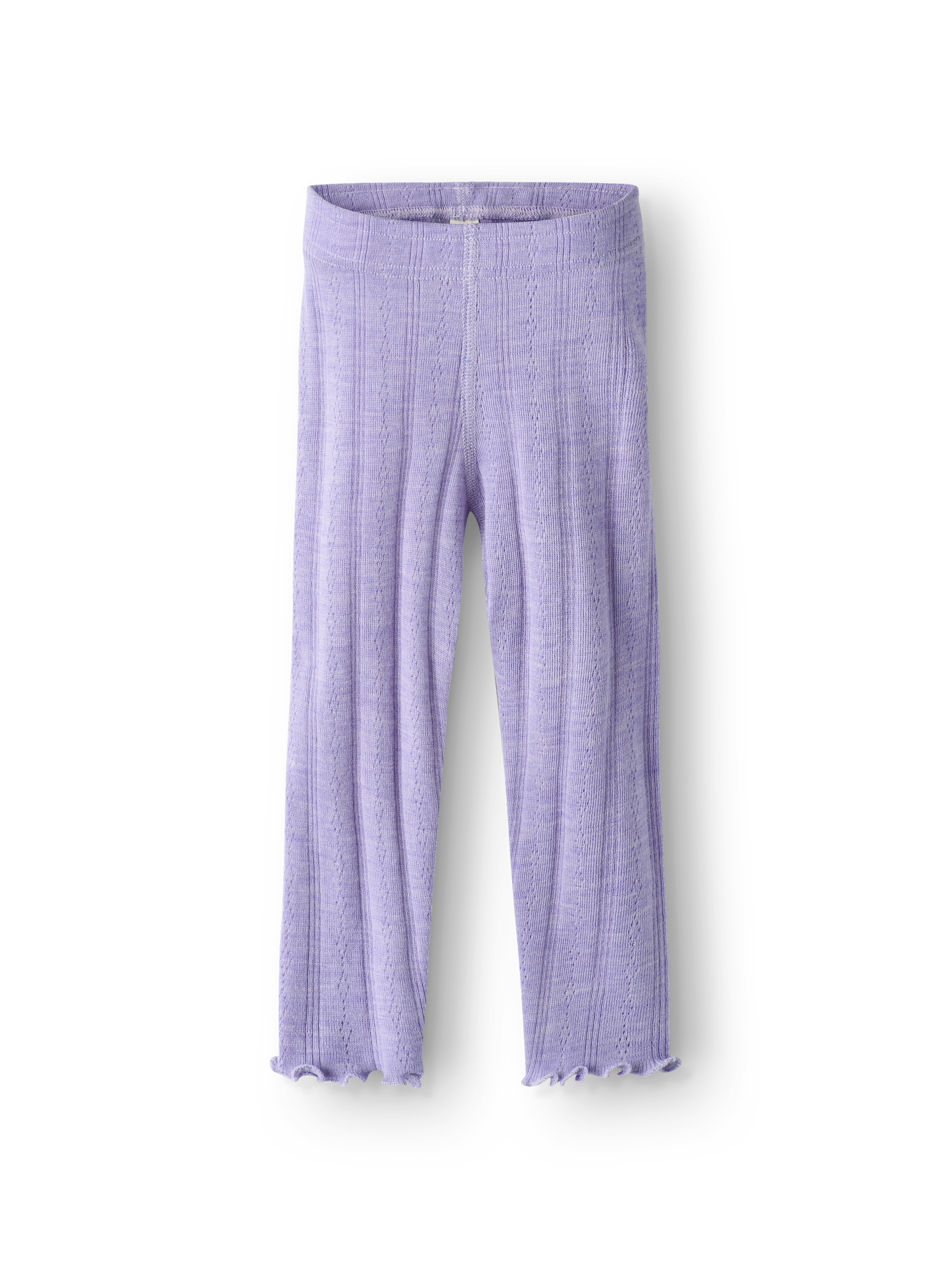 Leggings i merinoull med pointellemønster til baby