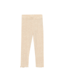 Leggings i merinoull med pointellemønster til baby Perlehvit