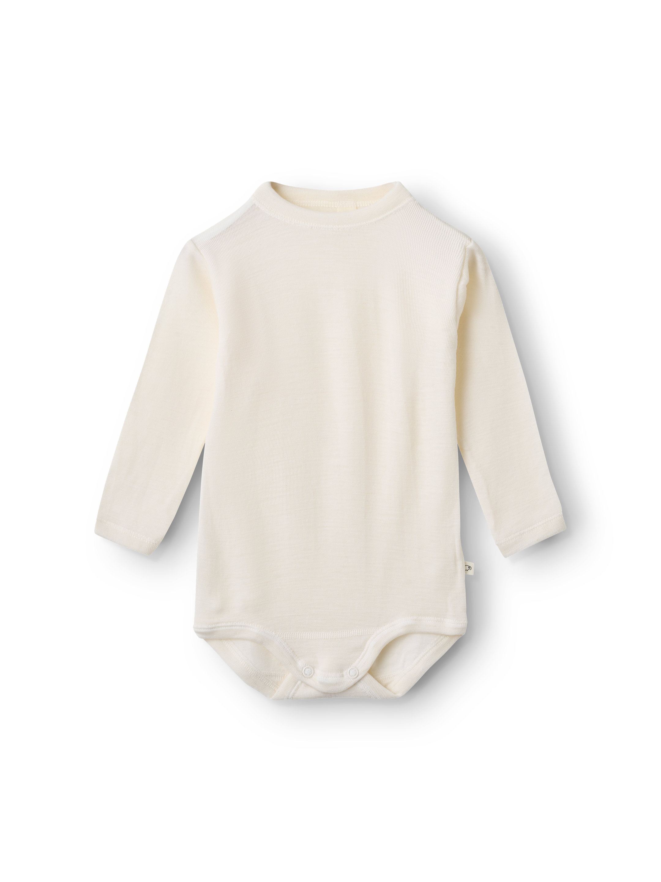 Langermet body i merinoull/silke til baby
