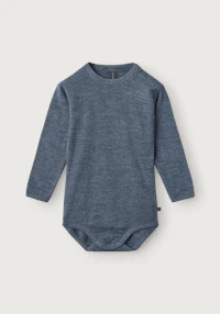 Langermet body i merinoull/silke til baby