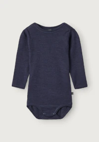 Langermet body i merinoull/silke til baby