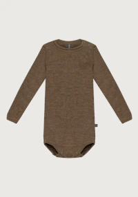 Langermet body i merinoull/silke til baby