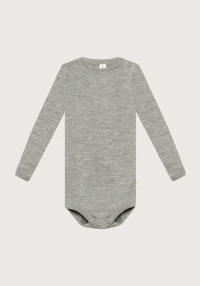 Langermet body i merinoull/silke til baby