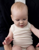 Baby merino wool/silk sleeveless bodysuit Nature