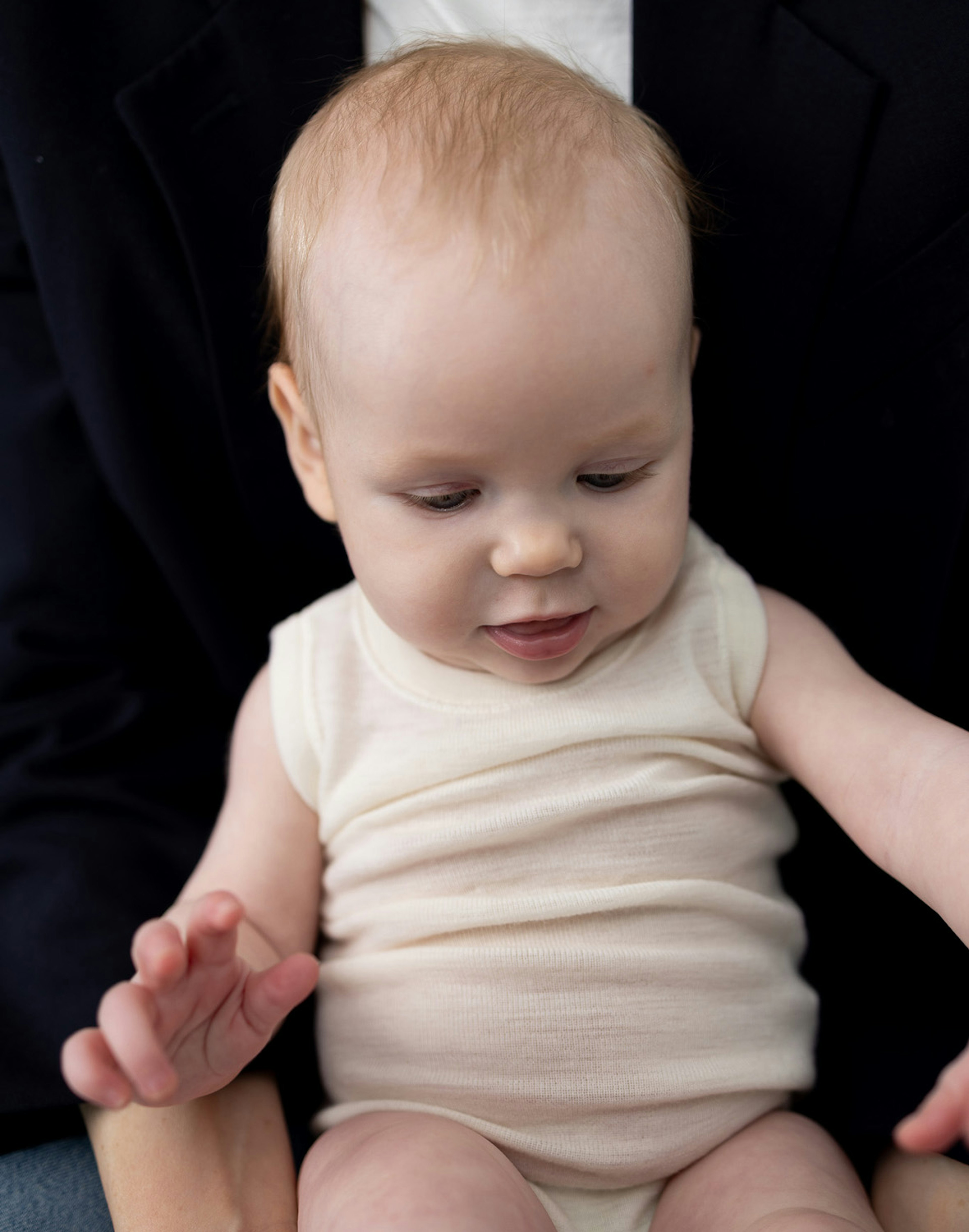 Baby merino wool/silk sleeveless bodysuit Nature