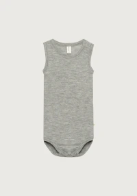 Body uten ermer i merinoull/silke til baby