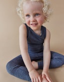 Baby organic wool/silk leggings Mottled blue