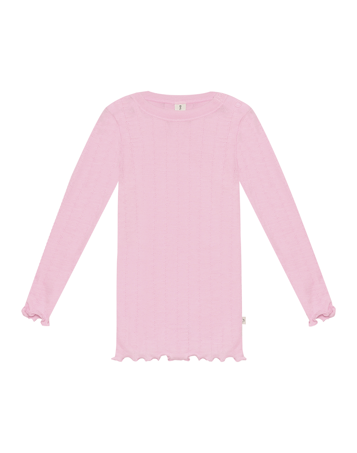 LONG-SLEEVED SLIM FIT PINK T-SHIRT IN RIBBED POINTELLE, CHILD LONG-SLEEVED SLIM FIT PINK T-SHIRT IN RIBBED POINTELLE, CHILD