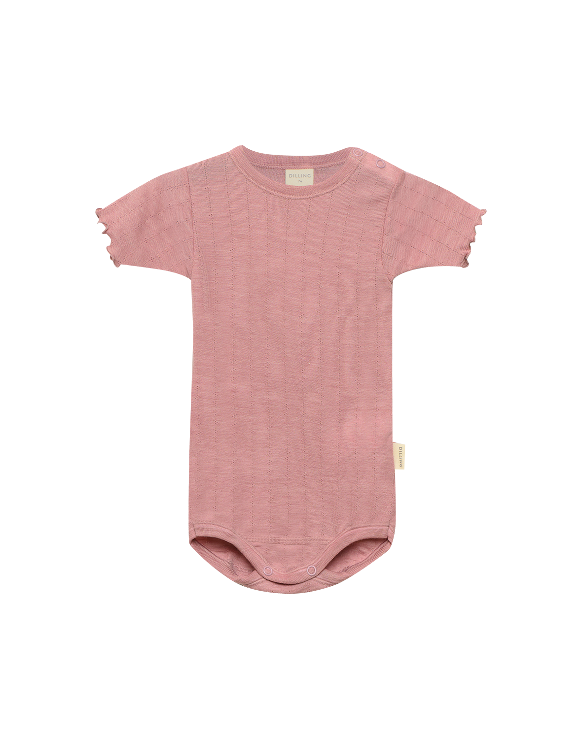 Kortermet body med pointellemønster i merinoull/silke til baby