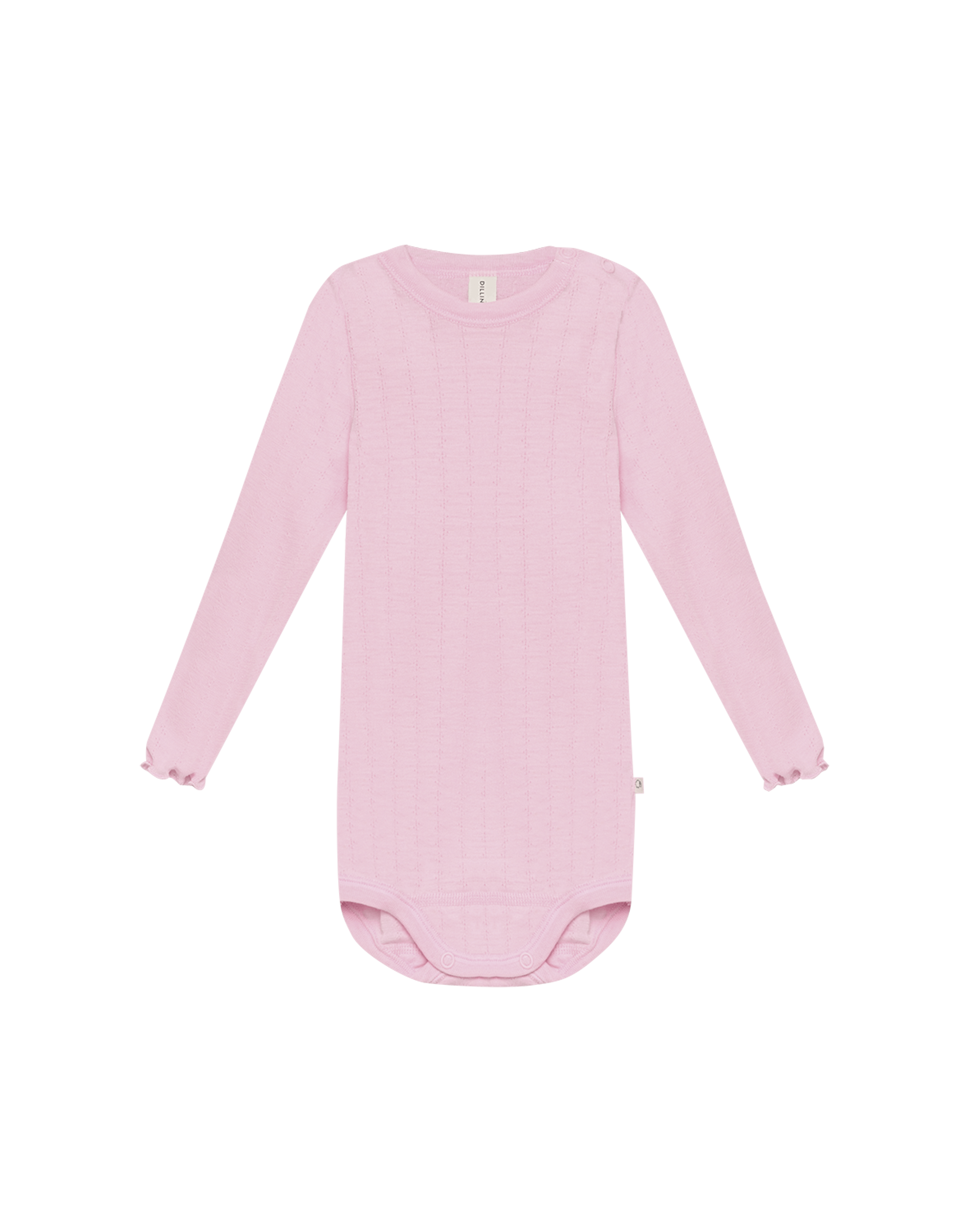 Pointelle romper met lange mouw van merinowol/zijde voor baby's