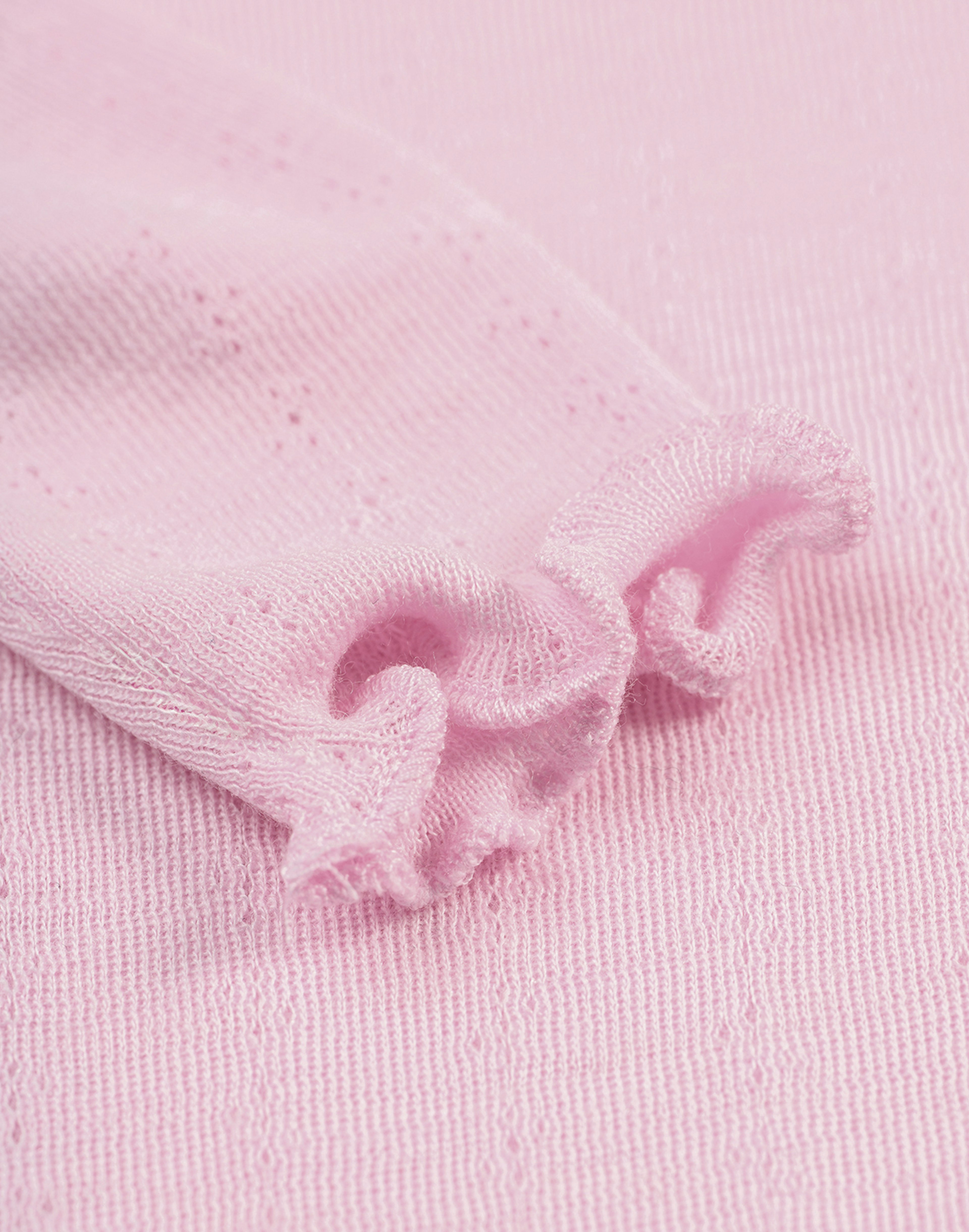 Pointelle romper met lange mouw van merinowol/zijde voor baby's