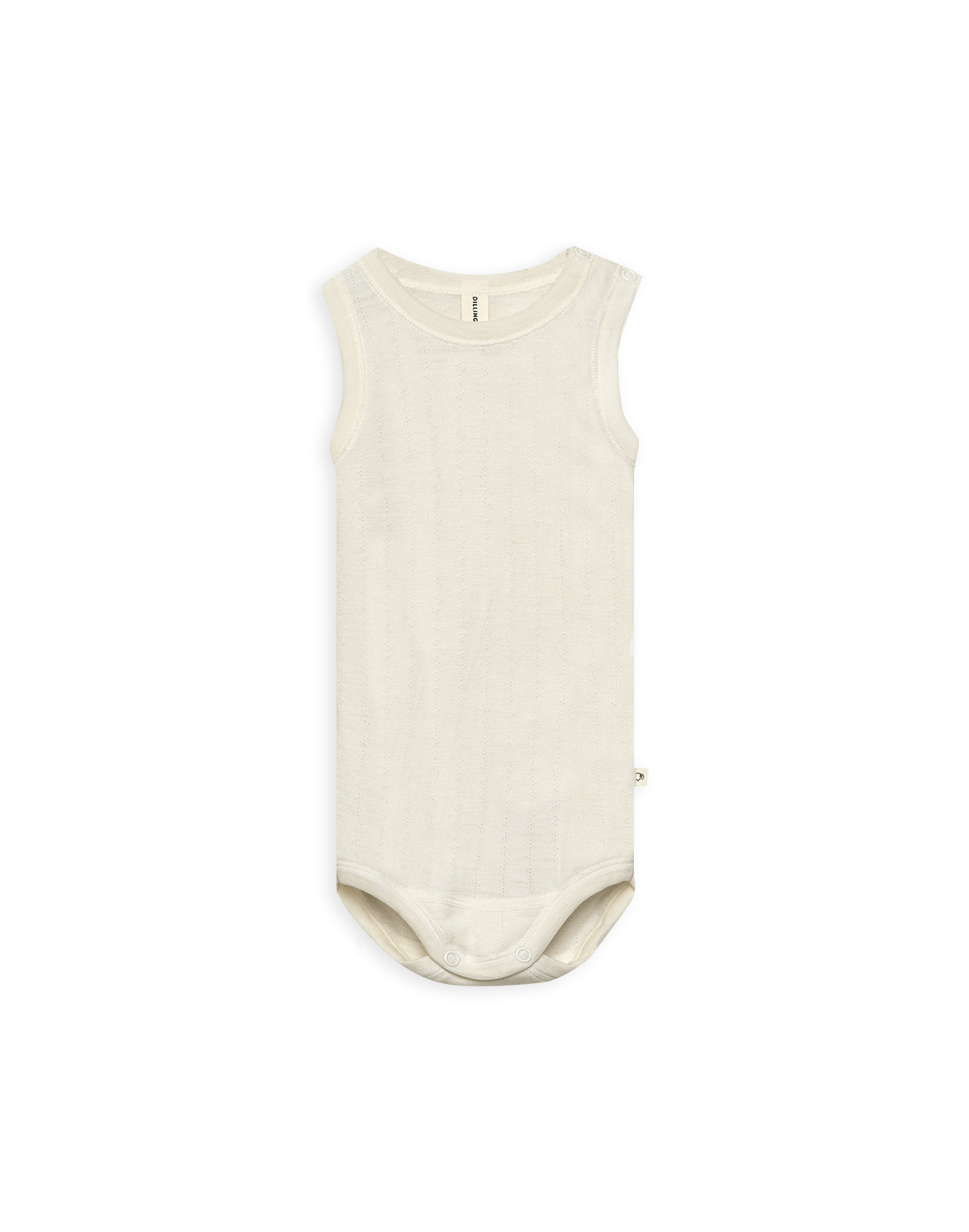 Body uten ermer i merinoull/silke til baby