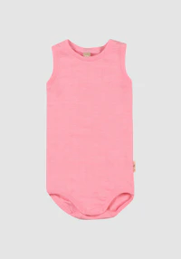 Body uten ermer i merinoull/silke til baby