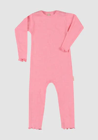One-piece med hullmønster i merinoull/silke til baby