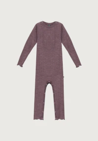 One-piece med hullmønster i merinoull/silke til baby