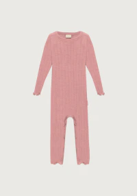 One-piece med hullmønster i merinoull/silke til baby
