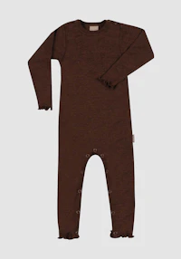 One-piece med hullmønster i merinoull/silke til baby