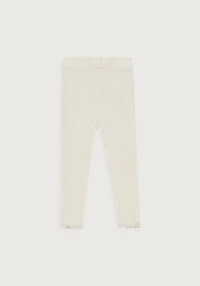 Leggings i merinoull/silke med pointellemønster til baby