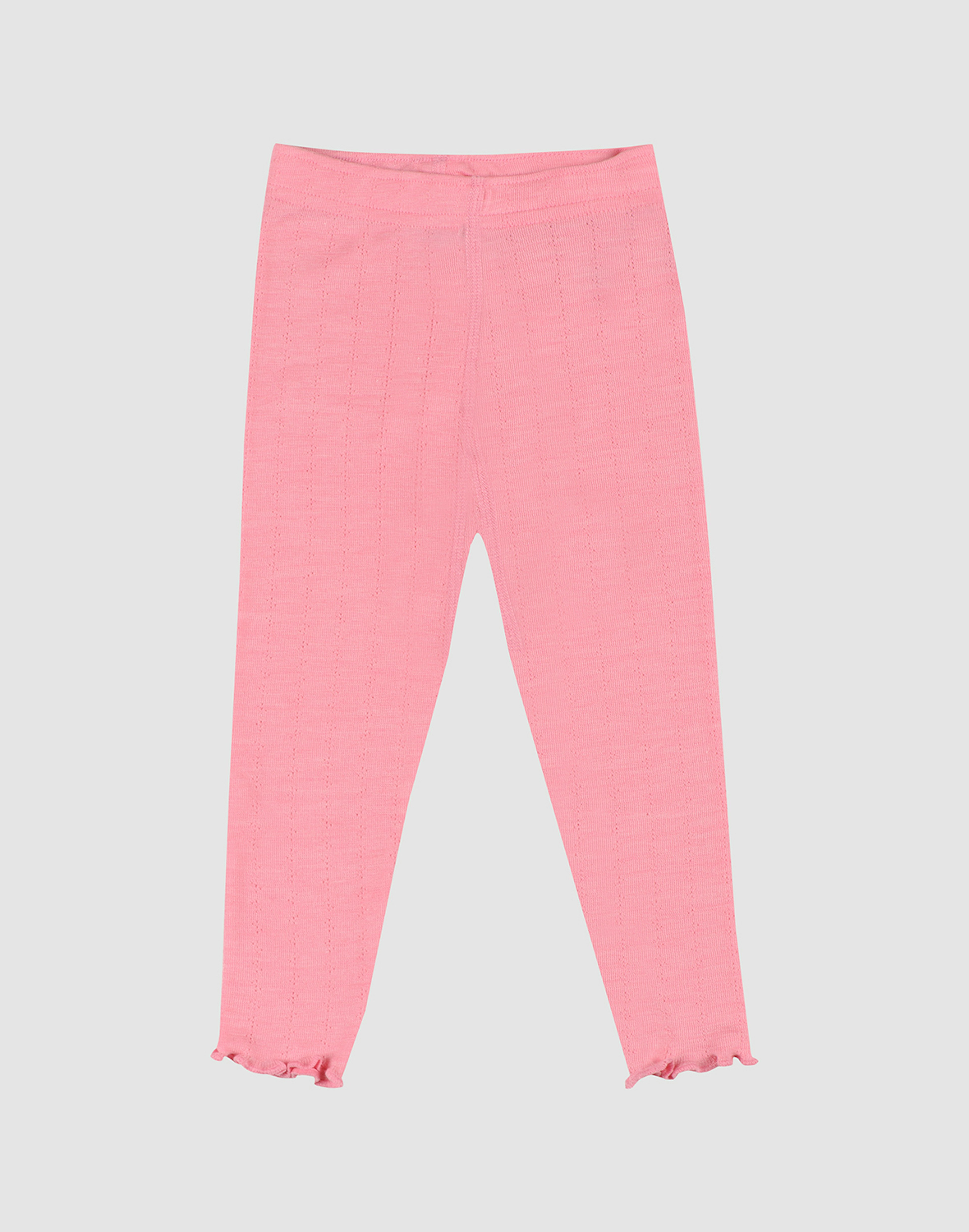Pointelle-stickade leggings i merinoull/siden för baby Pionrosa