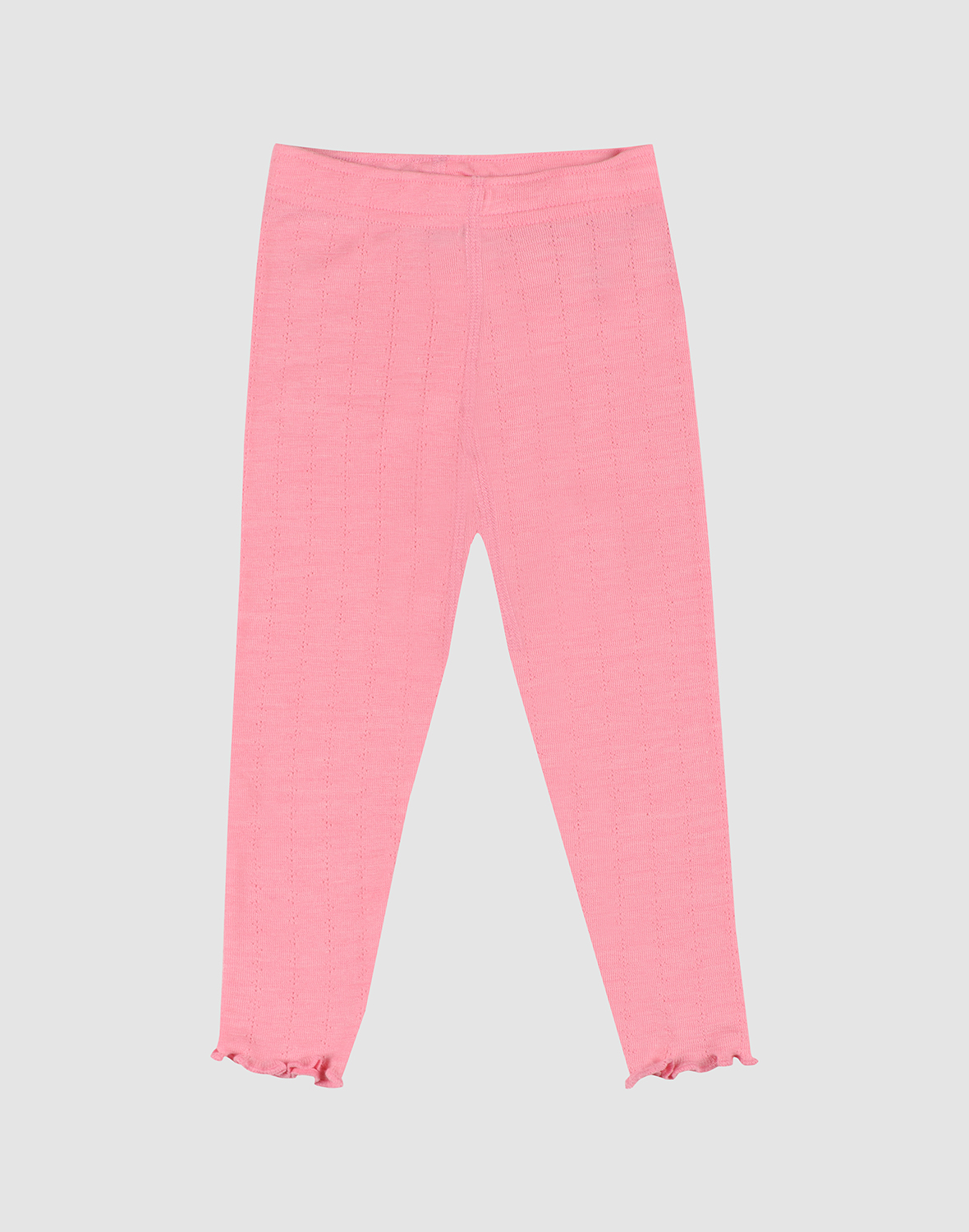 Leggings i merinoull/silke med pointellemønster til baby