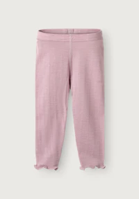 Leggings i merinoull/silke med pointellemønster til baby