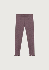 Leggings i merinoull/silke med pointellemønster til baby