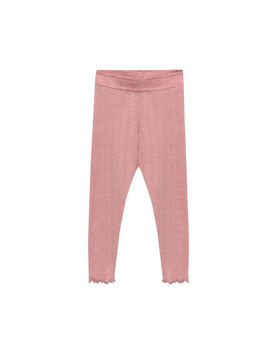 Leggings i merinoull/silke med pointellemønster til baby