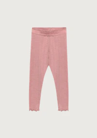Leggings i merinoull/silke med pointellemønster til baby