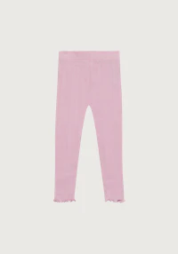 Leggings i merinoull/silke med pointellemønster til baby